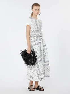 Cotton-poplin midi skirt - WHITE