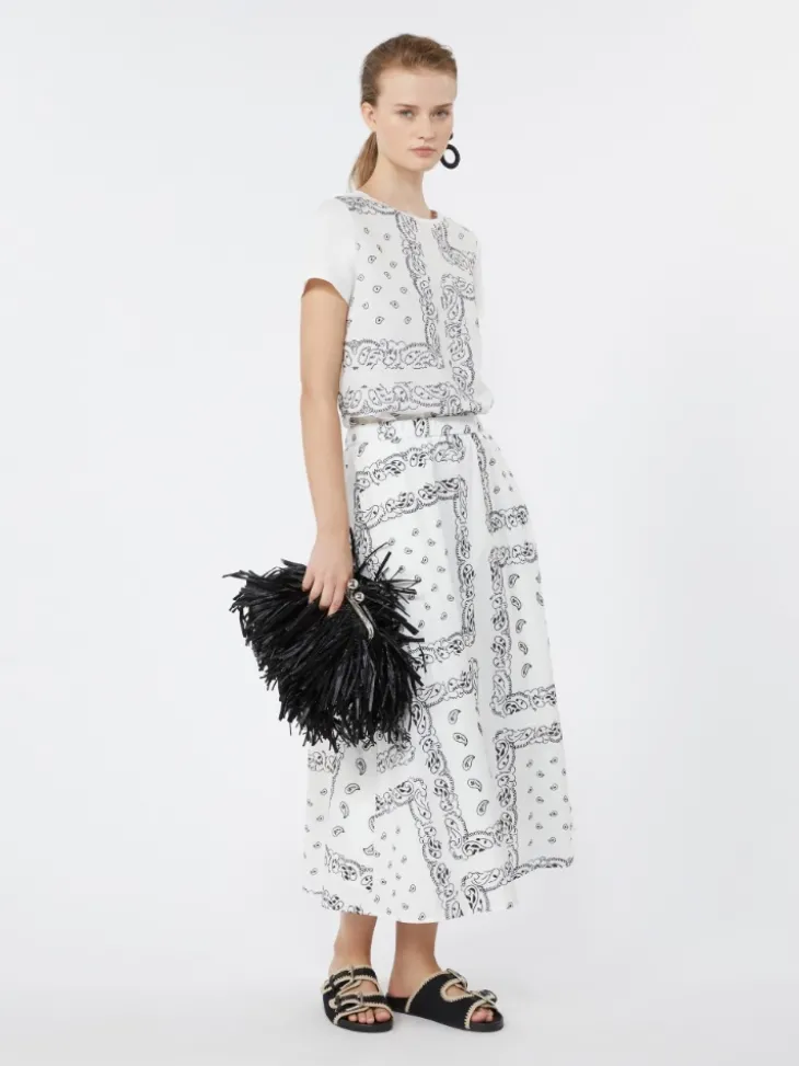 Cotton-poplin midi skirt - WHITE