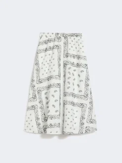 Cotton-poplin midi skirt - WHITE