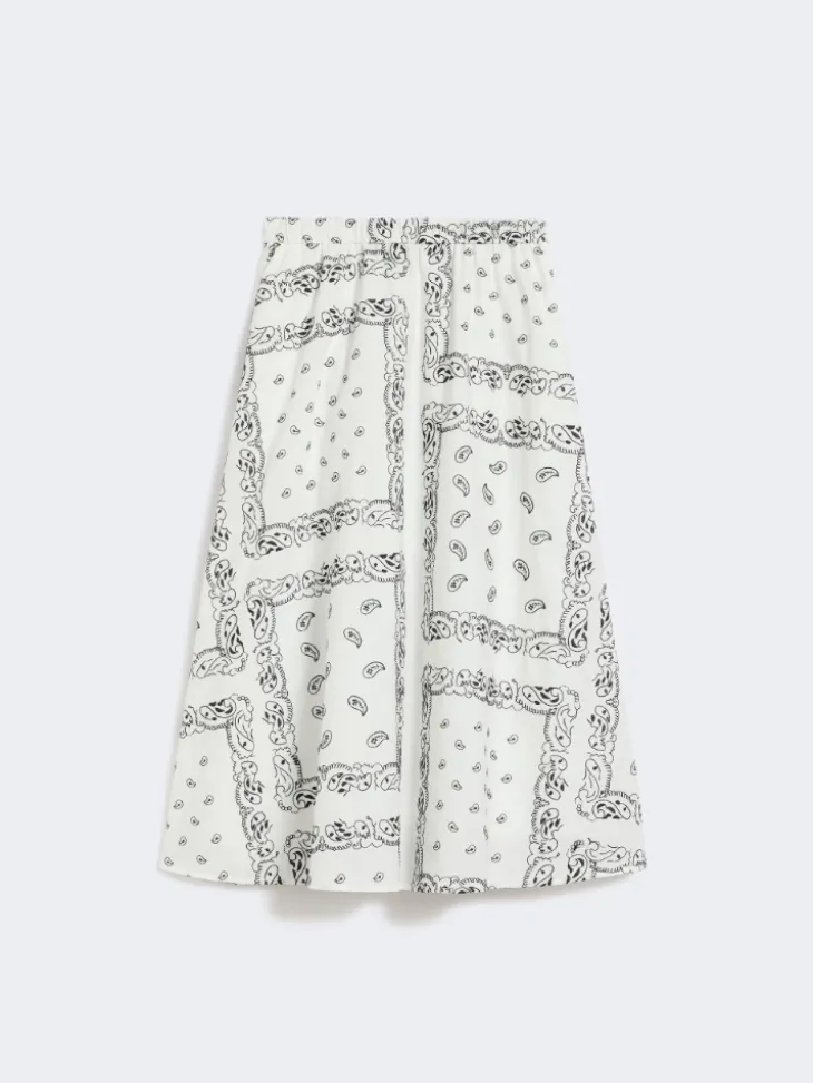 Cotton-poplin midi skirt - WHITE