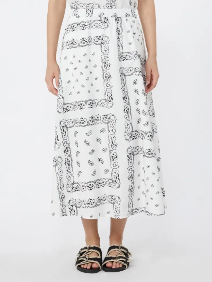 Cotton-poplin midi skirt - WHITE