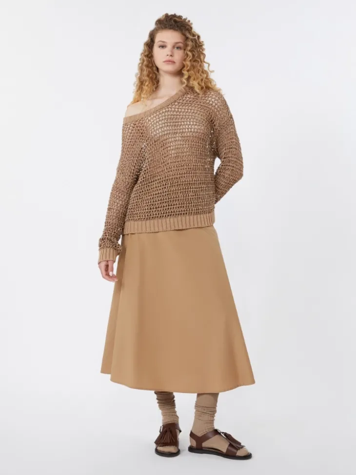 Cotton-poplin skirt - TOBACCO