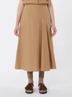 Cotton-poplin skirt - TOBACCO