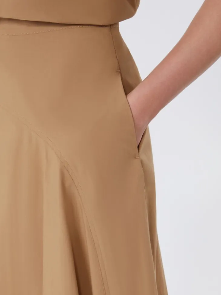 Cotton-poplin skirt - TOBACCO