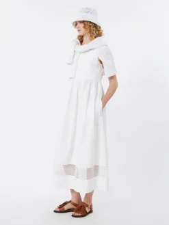 Cotton-poplin sleeveless dress - WHITE
