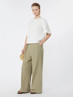 Cotton-poplin top with embroideries - WHITE