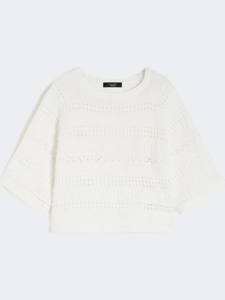 Crochet cotton sweater - IVORY