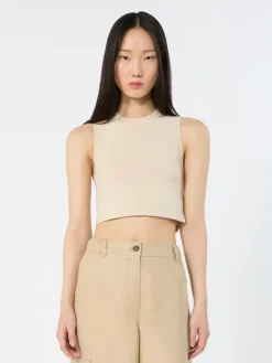 Crop top in viscose yarn - SAND