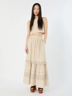 Crop top in viscose yarn - SAND