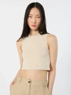 Crop top in viscose yarn - SAND