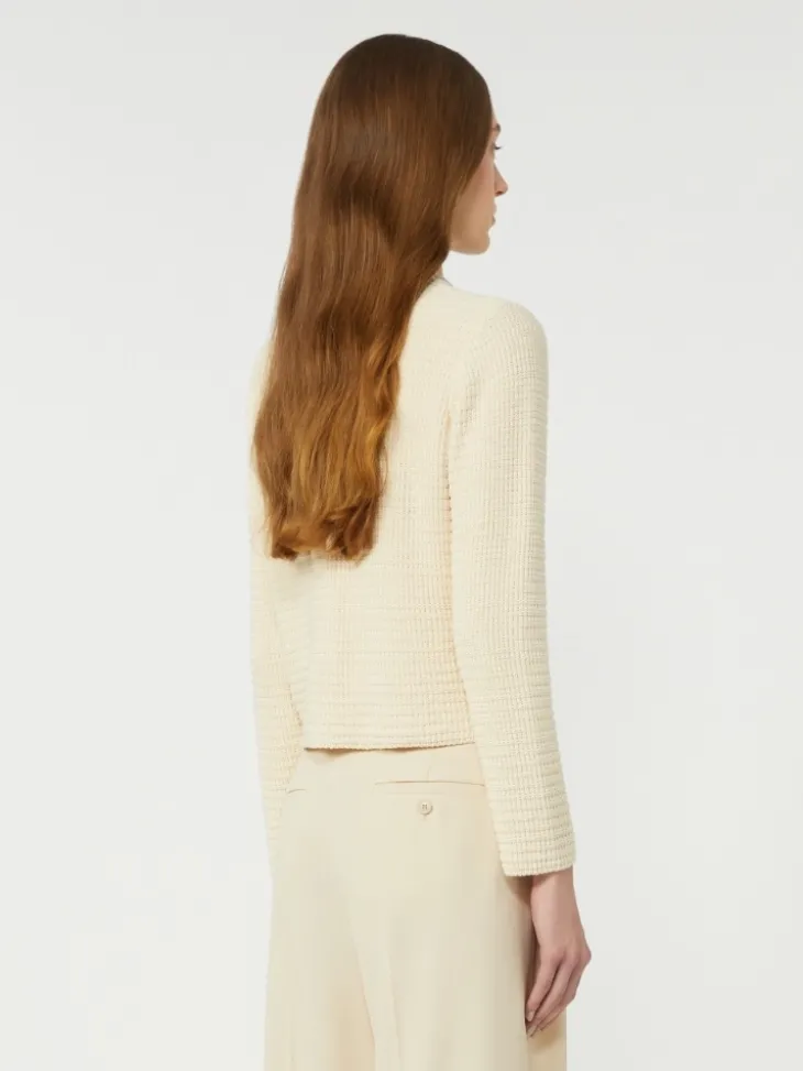 Cropped cotton cardigan - ECRU