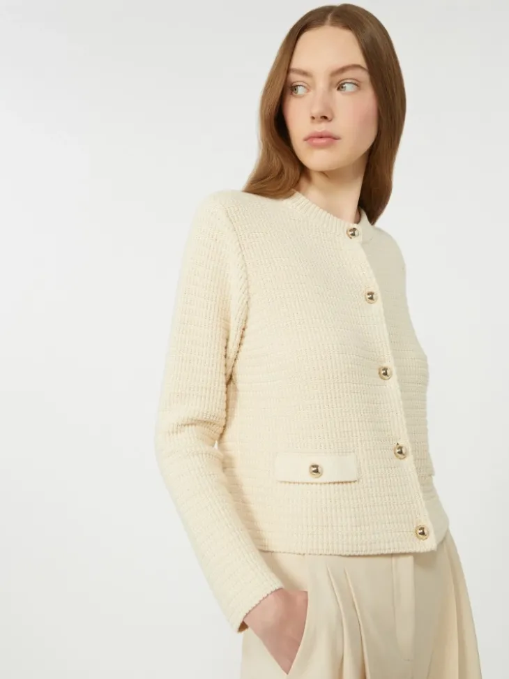 Cropped cotton cardigan - ECRU