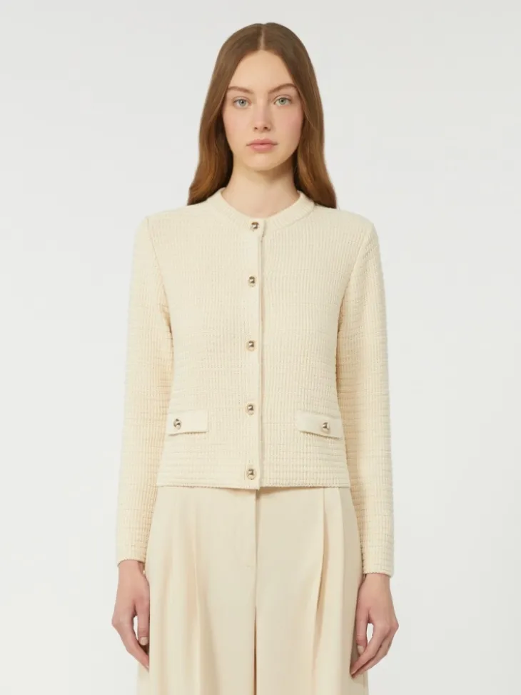 Cropped cotton cardigan - ECRU