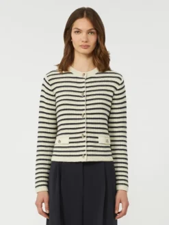 Cropped cotton cardigan - NAVY