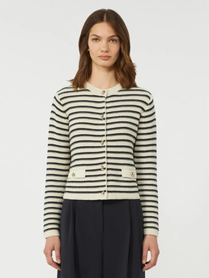 Cropped cotton cardigan - NAVY