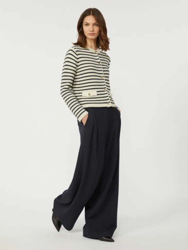 Cropped cotton cardigan - NAVY