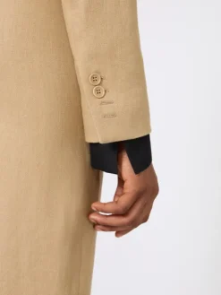 Cropped jacket in linen twill - CAMEL