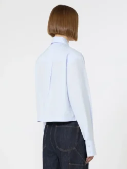 Cropped poplin shirt with asymmetrical pleats - AVIO