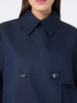 Cropped, water-repellent gabardine trench coat - NAVY