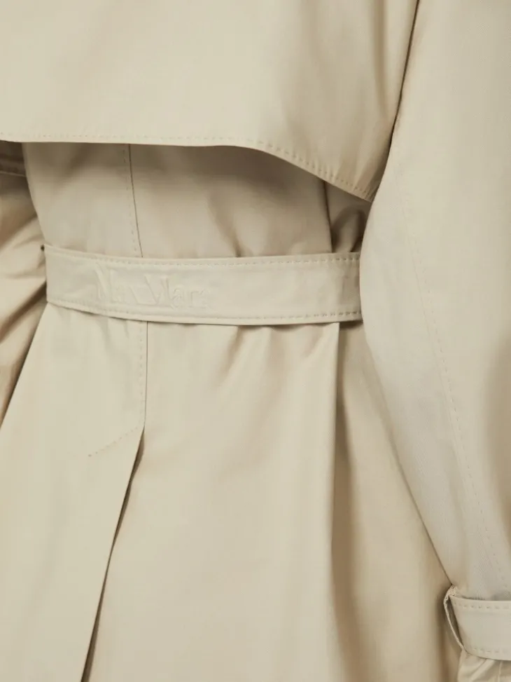 Cropped water-repellent twill trench coat - SAND