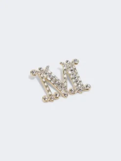 Crystal-adorned Monogram brooch - OPTICAL WHITE