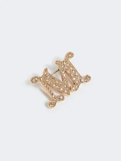 Crystal-adorned Monogram brooch - OPTICAL WHITE