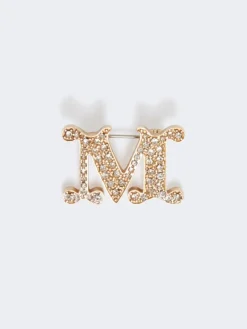 Crystal-adorned Monogram brooch - OPTICAL WHITE