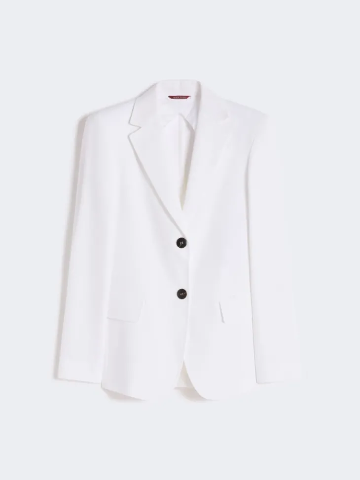 Double cotton crêpe blazer - WHITE