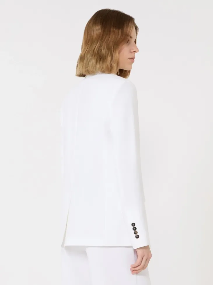 Double cotton crêpe blazer - WHITE