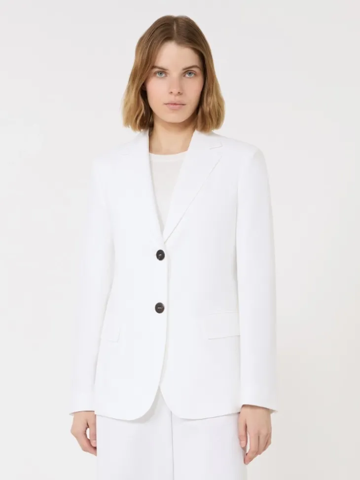 Double cotton crêpe blazer - WHITE