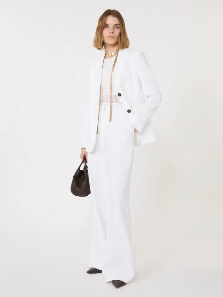 Double cotton crêpe blazer - WHITE