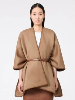 Double wool broadcloth cloak - CAMEL