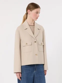 Double wool drap jacket - BEIGE