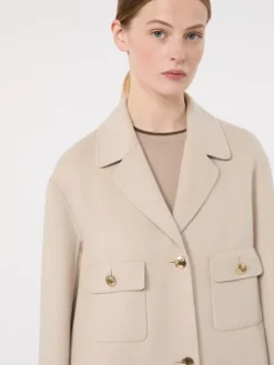 Double wool drap jacket - BEIGE