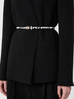 Double-breasted cady jacket with belt - BLACK