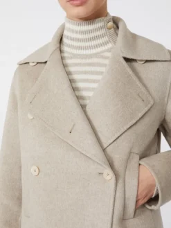 Double-breasted cashmere pea coat - SAND