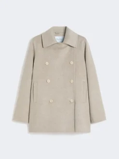 Double-breasted cashmere pea coat - SAND