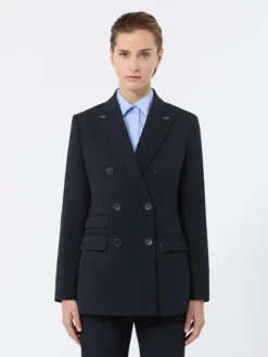 Double-breasted comfortable wool blazer - ULTRAMARINE