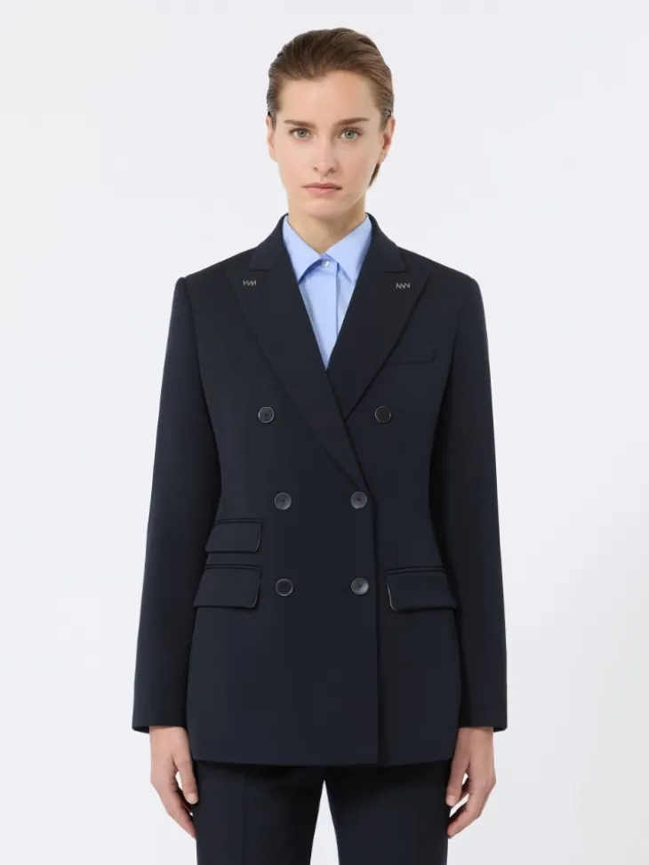 Double-breasted comfortable wool blazer - ULTRAMARINE