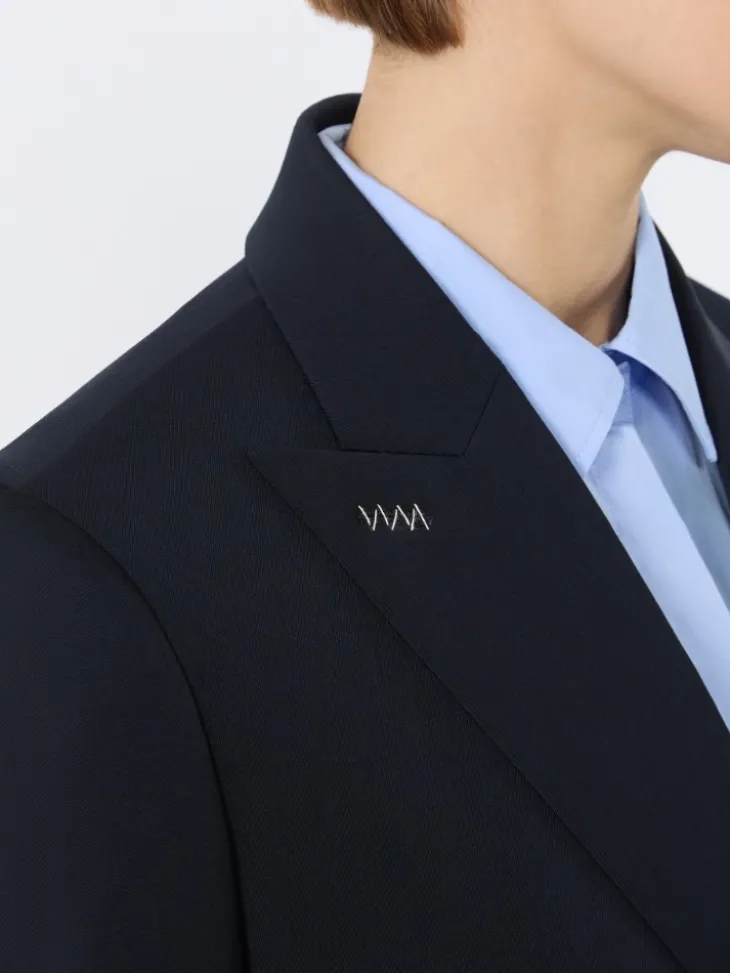 Double-breasted comfortable wool blazer - ULTRAMARINE