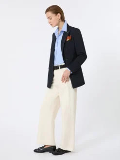 Double-breasted comfortable wool blazer - ULTRAMARINE
