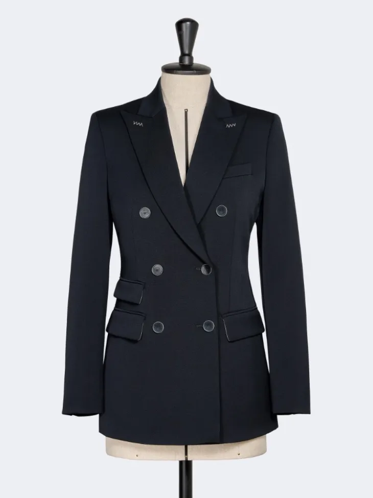 Double-breasted comfortable wool blazer - ULTRAMARINE