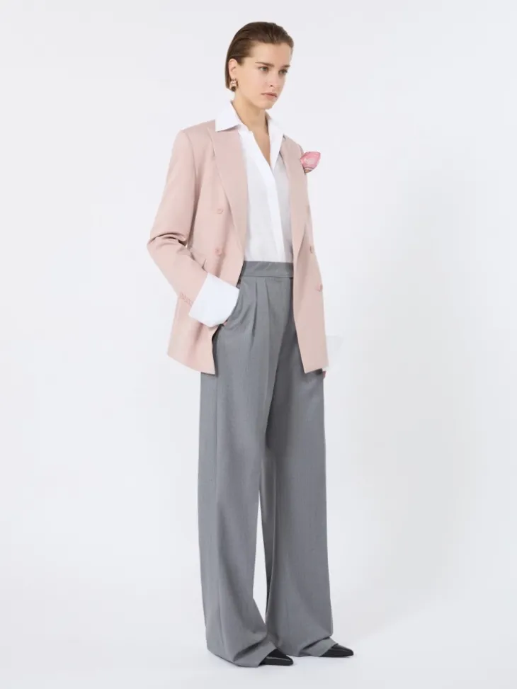 Double-breasted comfortable wool blazer - PINK
