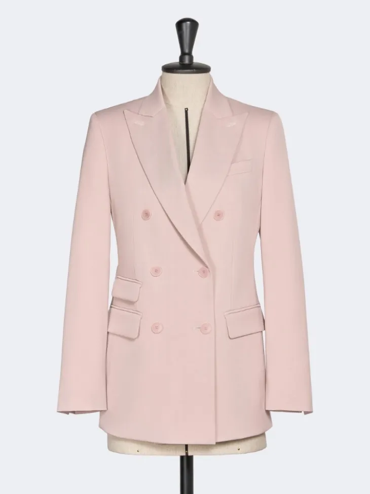 Double-breasted comfortable wool blazer - PINK