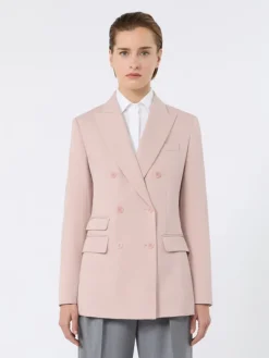 Double-breasted comfortable wool blazer - PINK