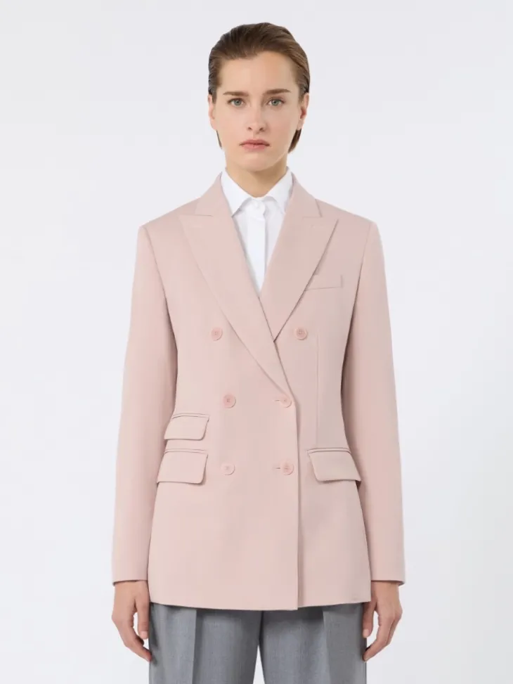 Double-breasted comfortable wool blazer - PINK