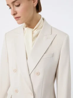 Double-breasted comfortable wool blazer - IVORY