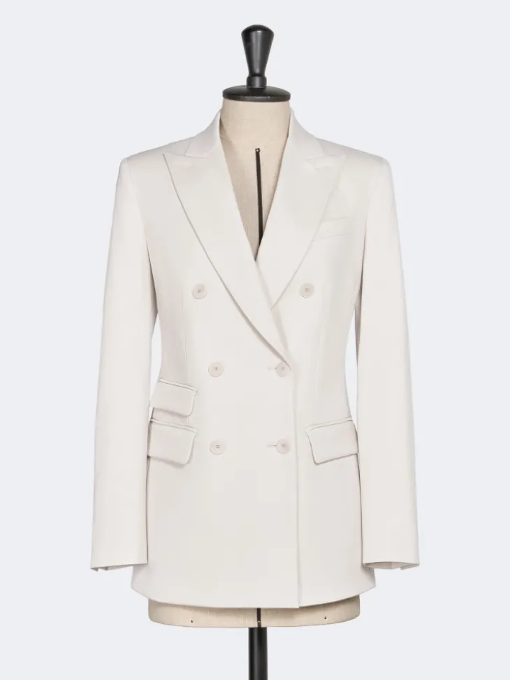 Double-breasted comfortable wool blazer - IVORY