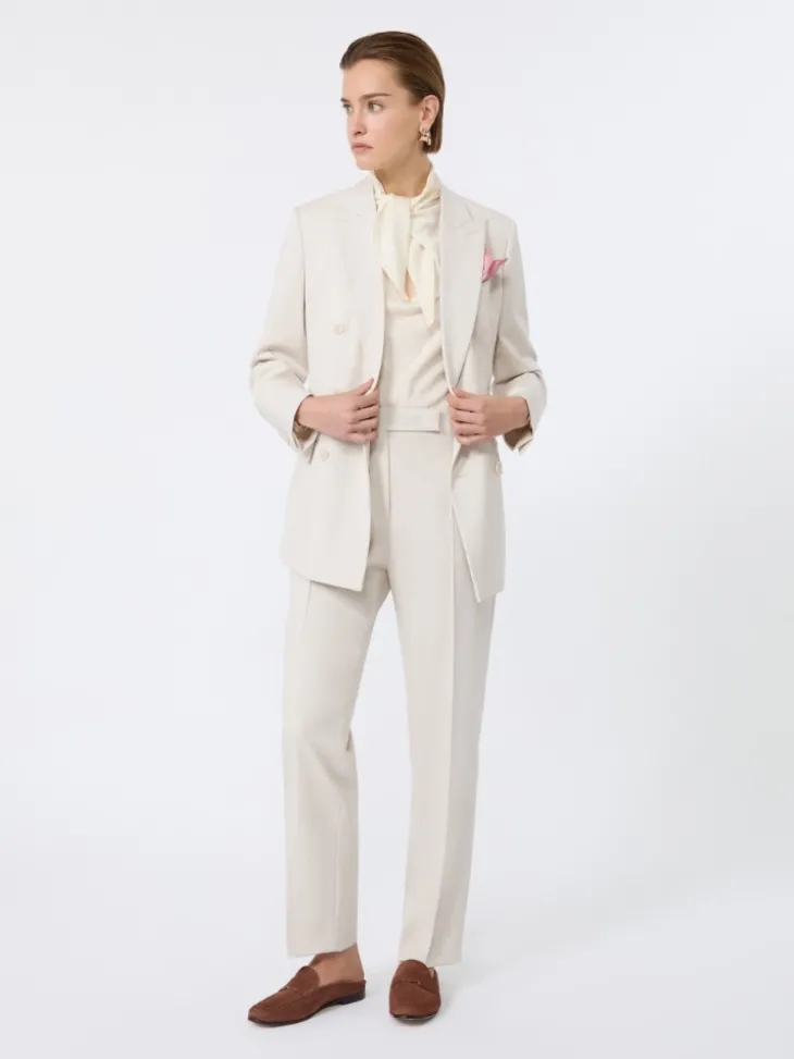 Double-breasted comfortable wool blazer - IVORY