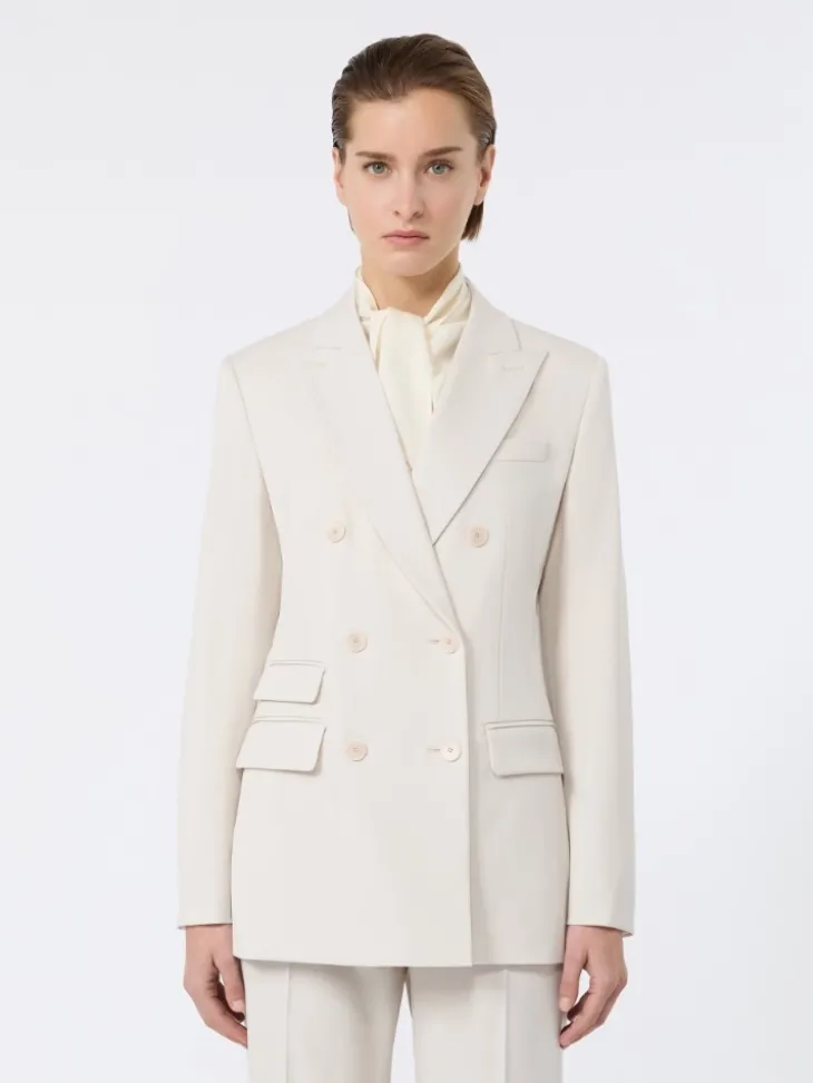 Double-breasted comfortable wool blazer - IVORY